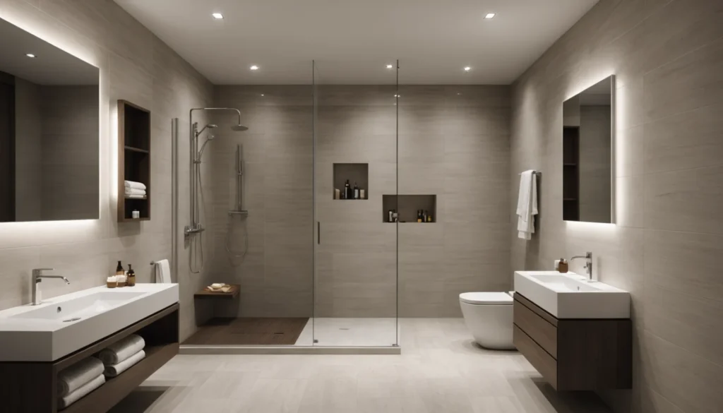 petite salle de bain avec grands carreaux