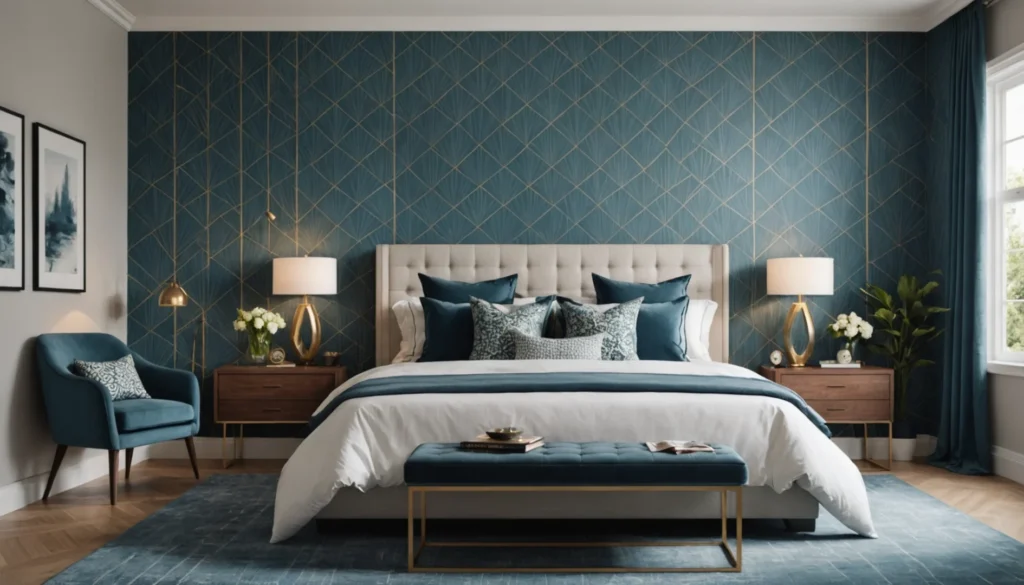 mur d'accent derrière le lit idées de papiers peints pour chambre
